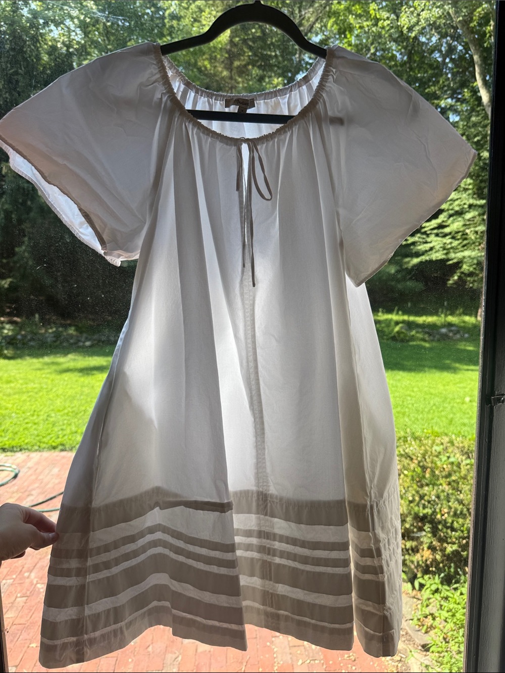 Madewell white Peasant Dress with Tie Neck